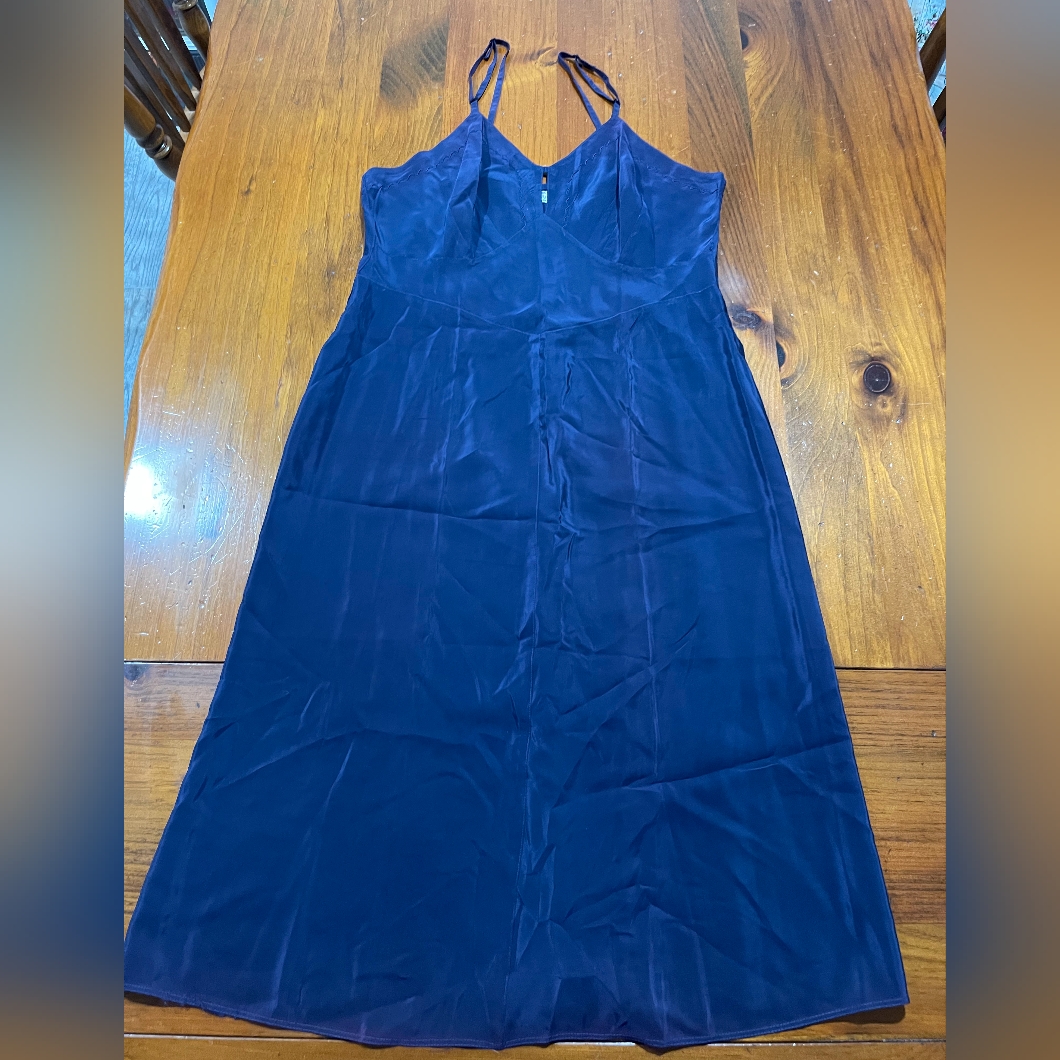 Pace Maker Vintage Navy Slip Midi Dress Acetate  Dupont Nylon Multifilament